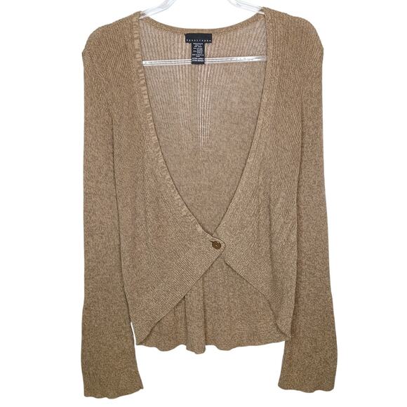 Apostrophe Wide Sleeve Single Button Deep V Cardigan Womens XL Boho Hippie - Picture 1 of 9